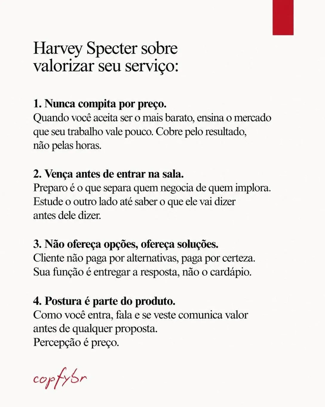 Harvey Specter: valorize seu serviço — slide 2 de 4